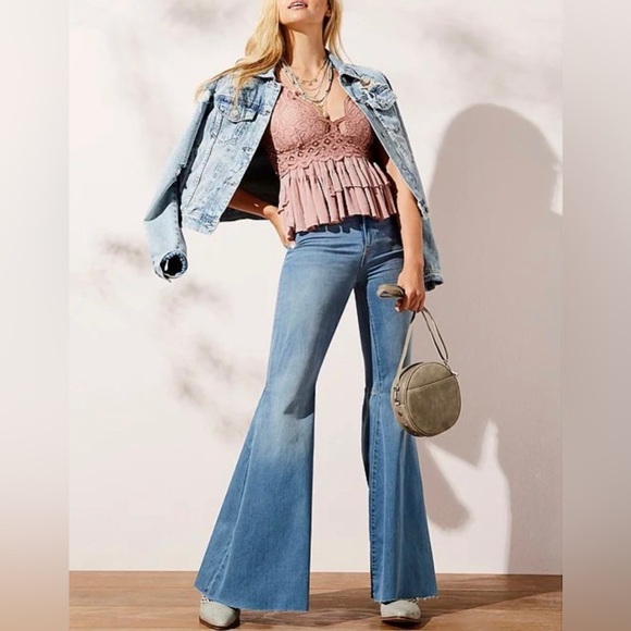 Free People Tops - New Free People Adella mauve Barbie pink Lace Smocked Blend Ruffle Layered cami